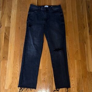 Kensie Black Distressed Straight Leg Jeans